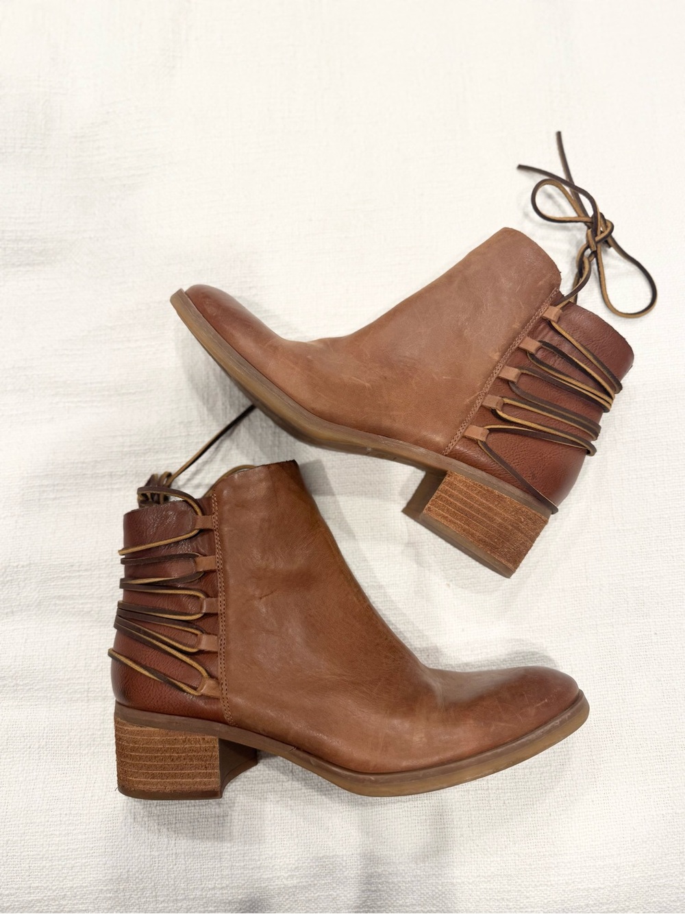 Kork-Ease Balaya Lace Up Brown Bootie 8.5 Leather Western Boho Cowgirl Festival